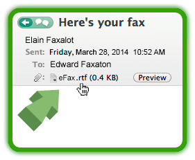 Double-click on attachment to view fax.